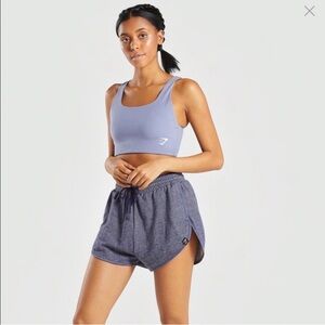 GUC Gymshark Women’s Dual Band Navy Blue Herringbone Knit Shorts Size: L